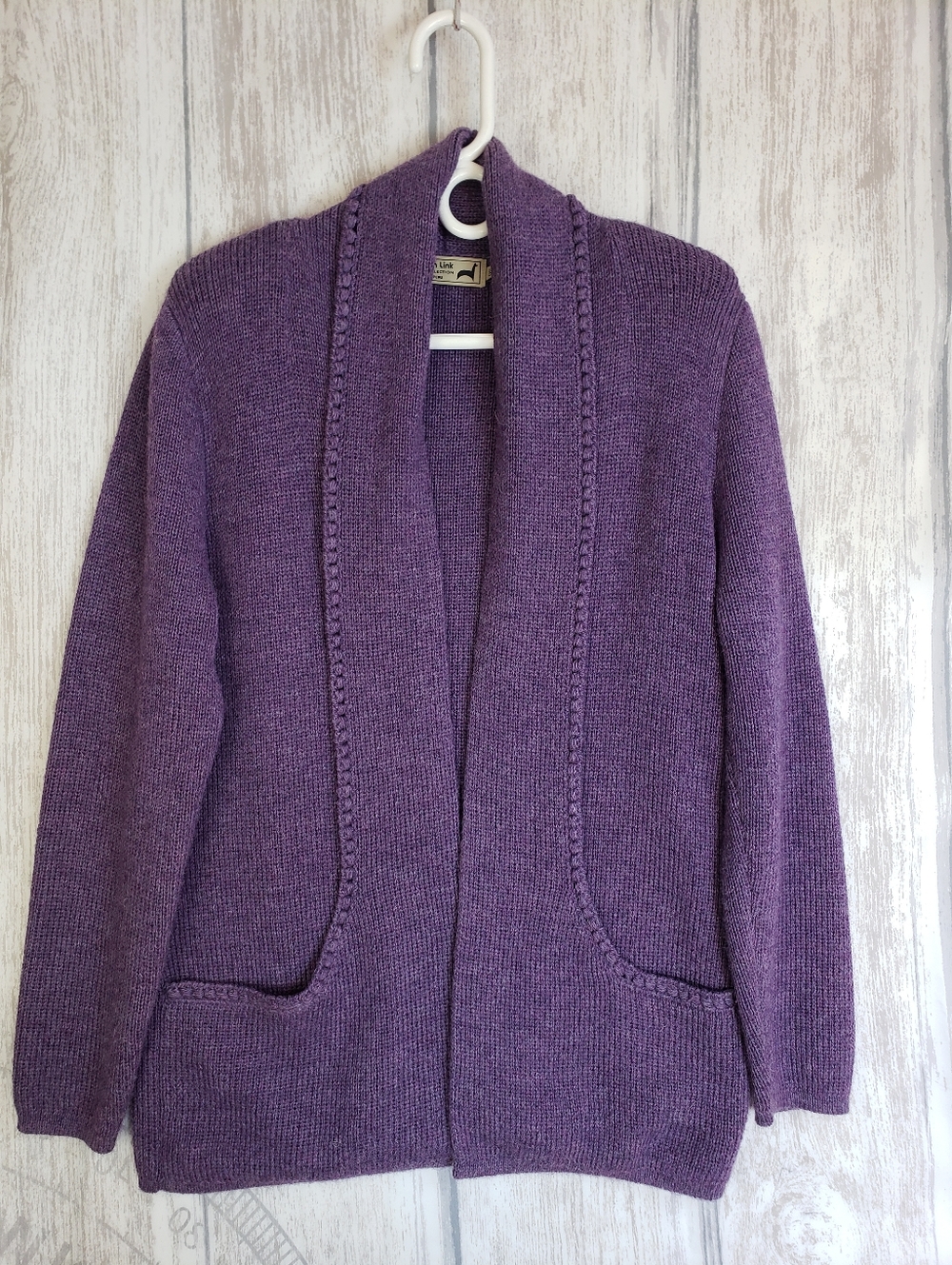 Peruvian Link open-front cardigan soft alpaca wool Shawl Collar One Size